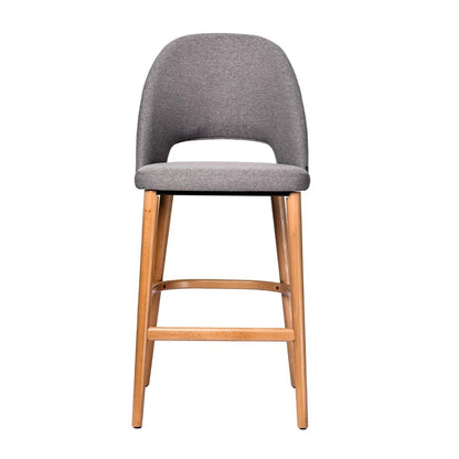 Furnlink Durafurn Semifreddo Stool - Trojan Oak Legs/Taupe Woven Fabric • PAS-DU208