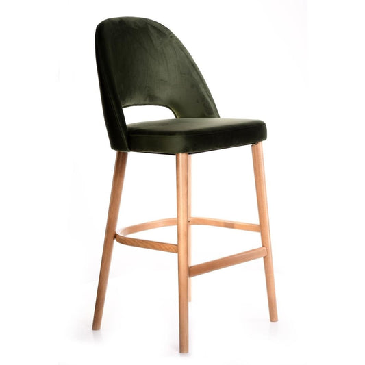 Furnlink Durafurn Semifreddo Stool - Trojan Oak Legs/Avocado Velvet • PAS-DU209