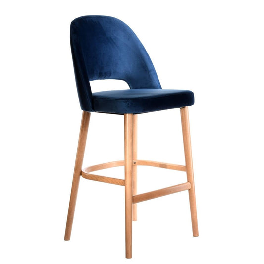 Furnlink Durafurn Semifreddo Stool - Trojan Oak Legs/Denim Velvet • PAS-DU210