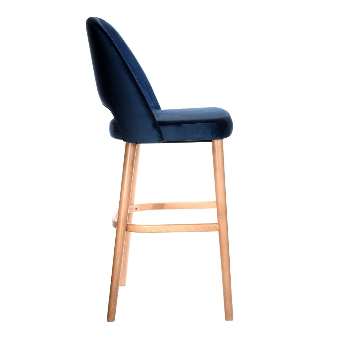 Furnlink Durafurn Semifreddo Stool - Trojan Oak Legs/Denim Velvet • PAS-DU210