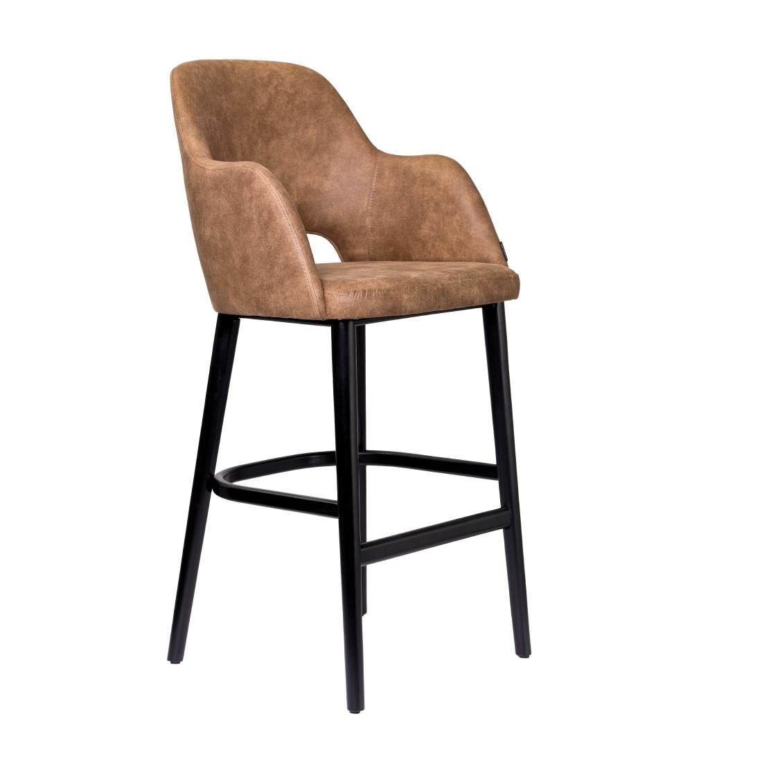 Furnlink Durafurn Sorbet Stool - Black Legs/Mocha Premium Vinyl • PAS-DU236