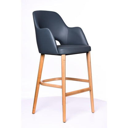 Furnlink Durafurn Sorbet Stool - Trojan Oak Legs/Anthracite Vinyl • PAS-DU241