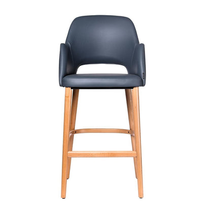 Furnlink Durafurn Sorbet Stool - Trojan Oak Legs/Anthracite Vinyl • PAS-DU241