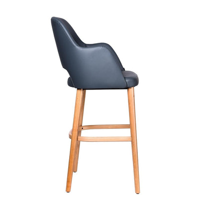 Furnlink Durafurn Sorbet Stool - Trojan Oak Legs/Anthracite Vinyl • PAS-DU241