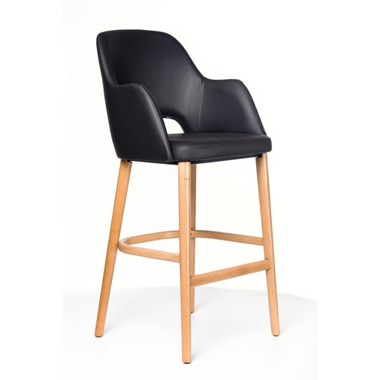 Furnlink Durafurn Sorbet Stool - Trojan Oak Legs/Black Vinyl • PAS-DU242