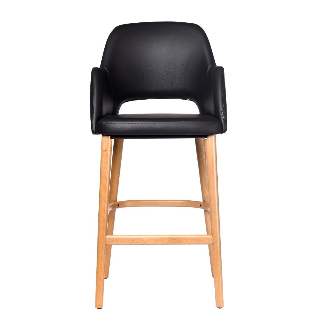 Furnlink Durafurn Sorbet Stool - Trojan Oak Legs/Black Vinyl • PAS-DU242