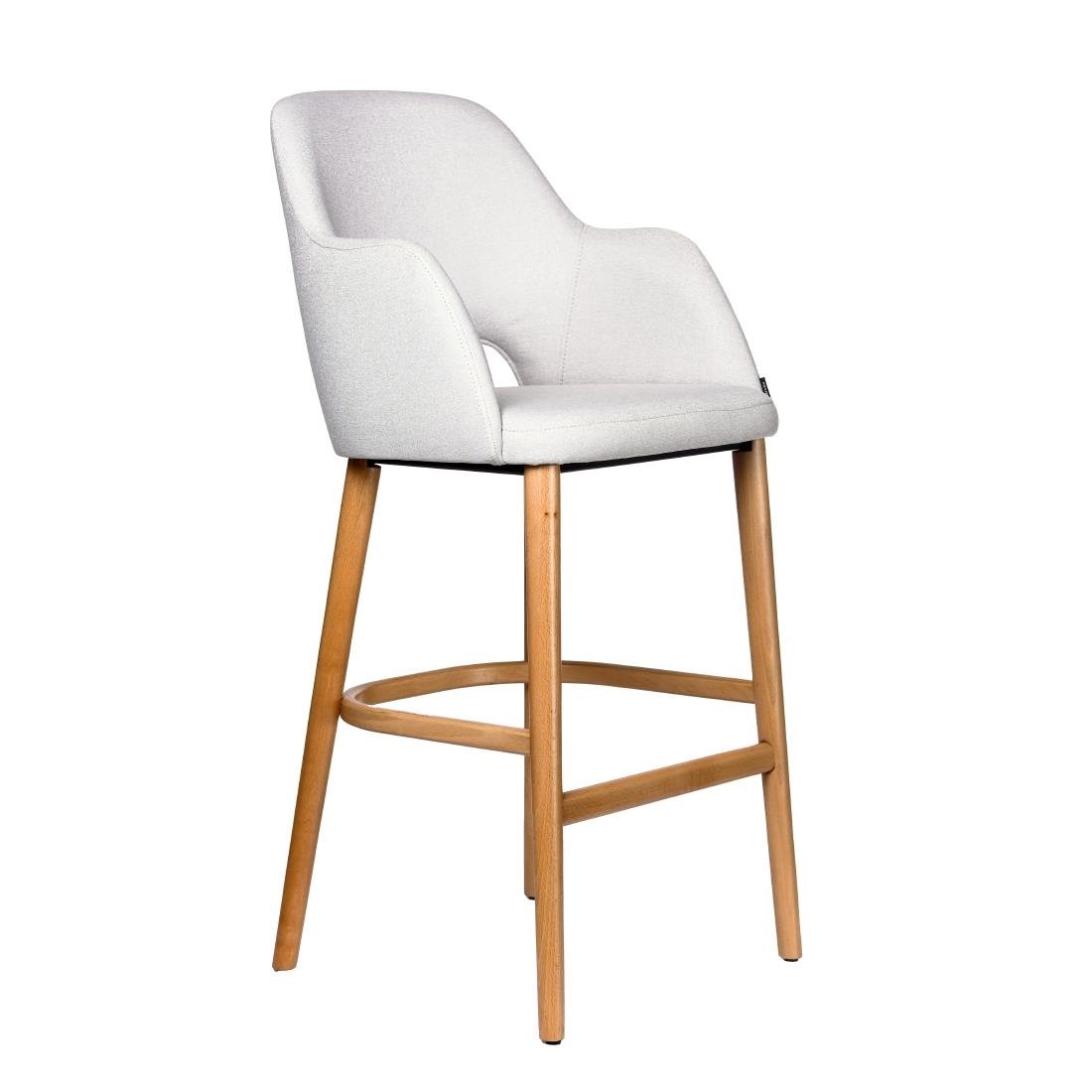 Furnlink Durafurn Sorbet Stool - Trojan Oak Legs/ Light Grey Woven Fabric • PAS-DU243