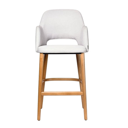 Furnlink Durafurn Sorbet Stool - Trojan Oak Legs/ Light Grey Woven Fabric • PAS-DU243