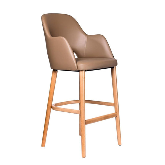 Furnlink Durafurn Sorbet Stool - Trojan Oak Legs/Taupe Vinyl • PAS-DU244