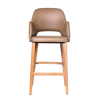 Furnlink Durafurn Sorbet Stool - Trojan Oak Legs/Taupe Vinyl • PAS-DU244