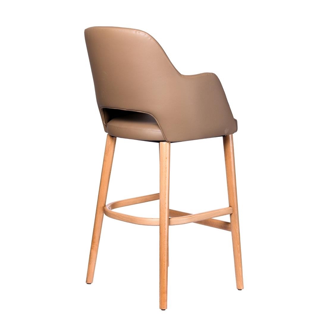 Furnlink Durafurn Sorbet Stool - Trojan Oak Legs/Taupe Vinyl • PAS-DU244