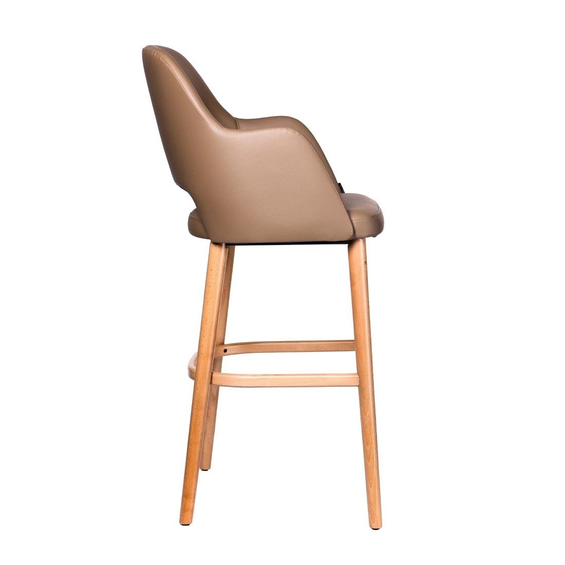 Furnlink Durafurn Sorbet Stool - Trojan Oak Legs/Taupe Vinyl • PAS-DU244