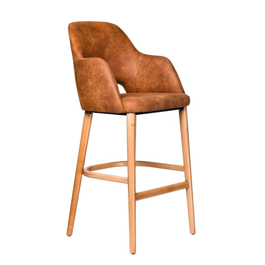 Furnlink Durafurn Sorbet Stool - Trojan Oak Legs/Tan Premium Vinyl • PAS-DU245