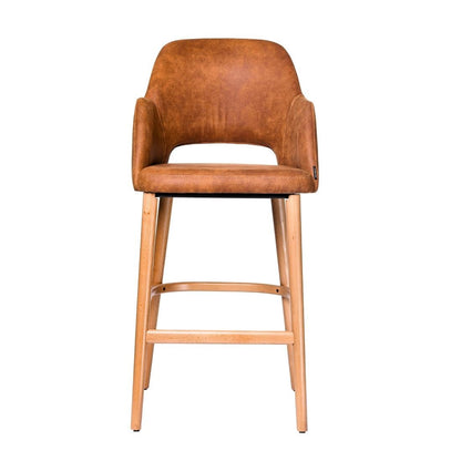 Furnlink Durafurn Sorbet Stool - Trojan Oak Legs/Tan Premium Vinyl • PAS-DU245