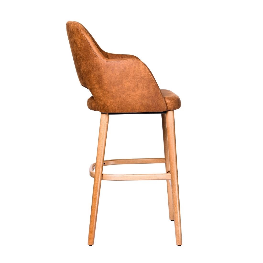 Furnlink Durafurn Sorbet Stool - Trojan Oak Legs/Tan Premium Vinyl • PAS-DU245