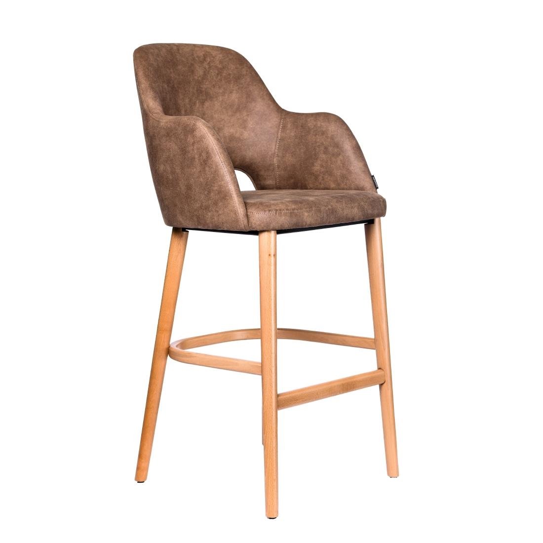 Furnlink Durafurn Sorbet Stool - Trojan Oak Legs/Mocha Premium Vinyl • PAS-DU246