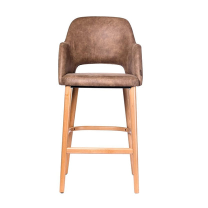 Furnlink Durafurn Sorbet Stool - Trojan Oak Legs/Mocha Premium Vinyl • PAS-DU246