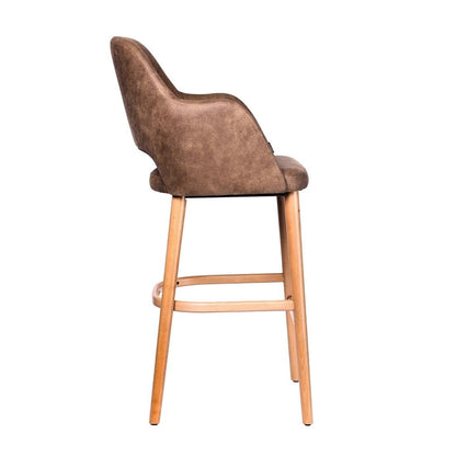 Furnlink Durafurn Sorbet Stool - Trojan Oak Legs/Mocha Premium Vinyl • PAS-DU246