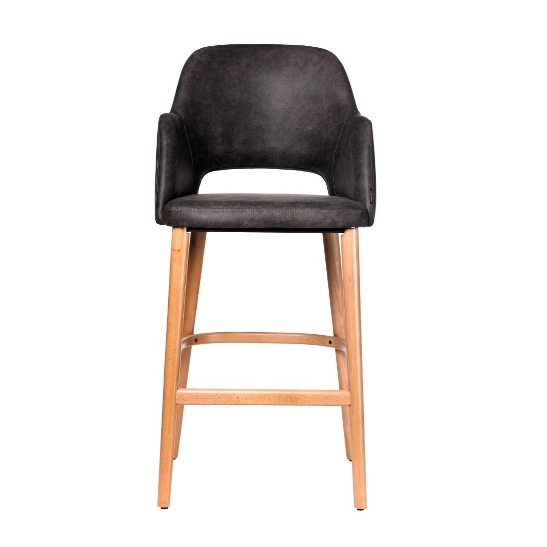 Furnlink Durafurn Sorbet Stool - Trojan Oak Legs/Charcoal Premium Vinyl • PAS-DU247