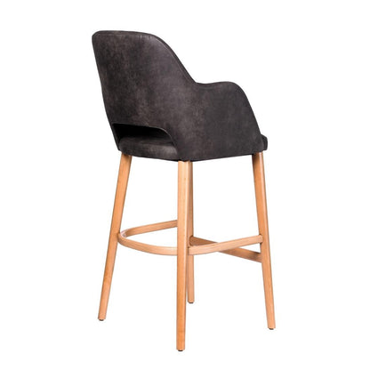 Furnlink Durafurn Sorbet Stool - Trojan Oak Legs/Charcoal Premium Vinyl • PAS-DU247