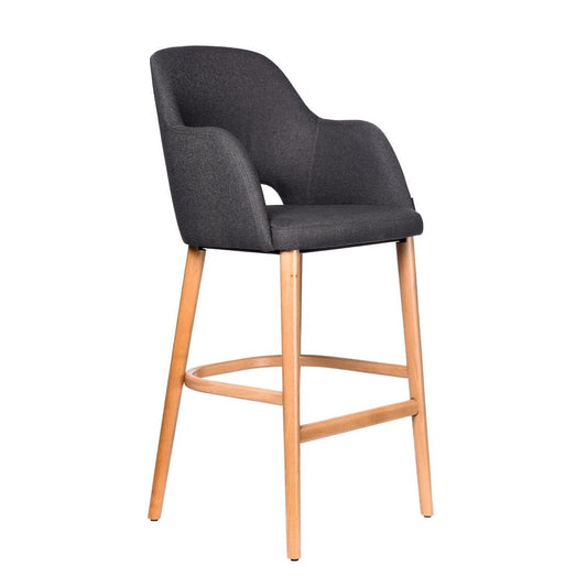 Furnlink Durafurn Sorbet Stool - Trojan Oak Legs/Anthracite Woven Fabric • PAS-DU248