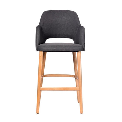 Furnlink Durafurn Sorbet Stool - Trojan Oak Legs/Anthracite Woven Fabric • PAS-DU248