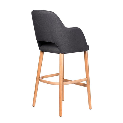 Furnlink Durafurn Sorbet Stool - Trojan Oak Legs/Anthracite Woven Fabric • PAS-DU248