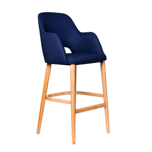 Furnlink Durafurn Sorbet Stool - Trojan Oak Legs/Navy Woven Fabric • PAS-DU249