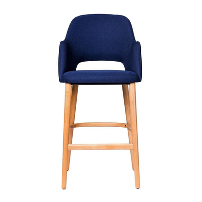 Furnlink Durafurn Sorbet Stool - Trojan Oak Legs/Navy Woven Fabric • PAS-DU249