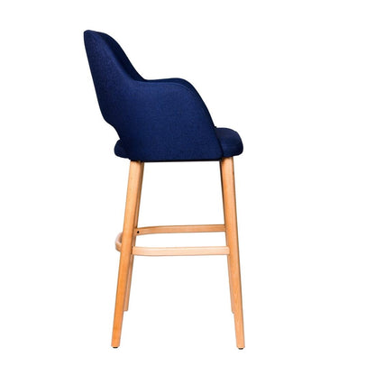 Furnlink Durafurn Sorbet Stool - Trojan Oak Legs/Navy Woven Fabric • PAS-DU249