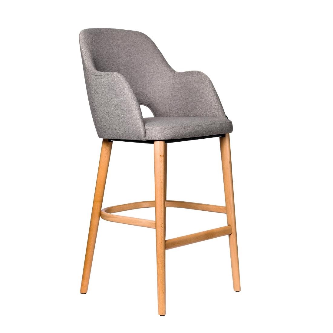 Furnlink Durafurn Sorbet Stool - Trojan Oak Legs/Taupe Woven Fabric • PAS-DU250