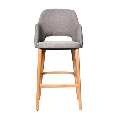 Furnlink Durafurn Sorbet Stool - Trojan Oak Legs/Taupe Woven Fabric • PAS-DU250