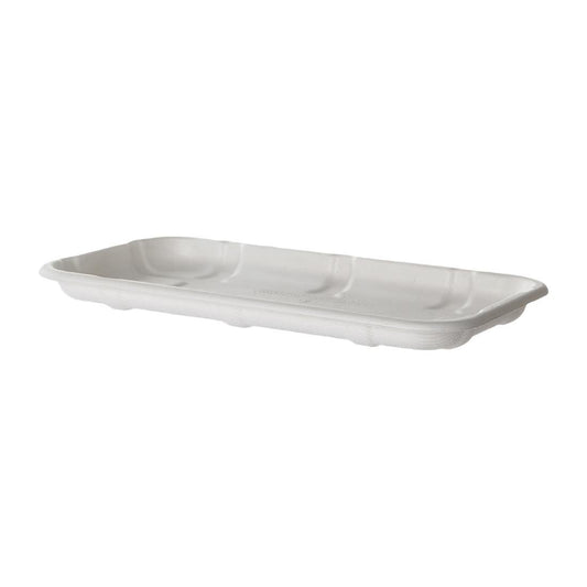 Detpak Sugarcane Meat & Produce Tray White - 218x121x17mm (Pack of 600) • PAS-DU315