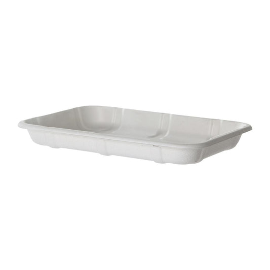 Detpak Sugarcane Meat & Produce Tray White - 216x152x25mm (400 Pack) (216 x 152 x 25mm / 8x6x1" | Pack of 400) • PAS-DU797
