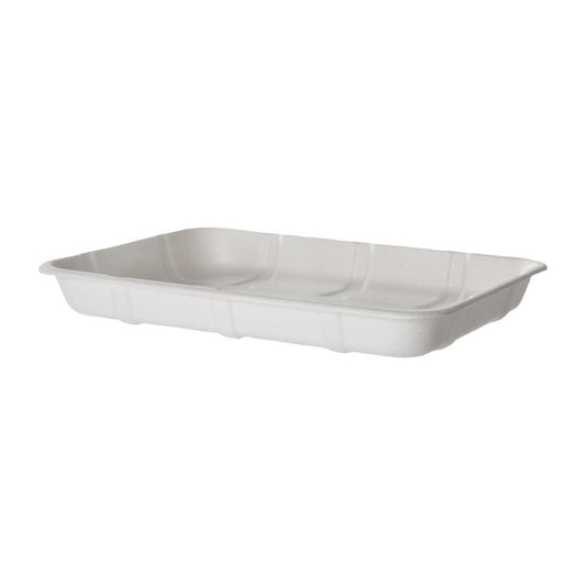 Detpak Sugarcane Meat & Produce Tray White - 241x182x29mm (Pack of 300) • PAS-DU318