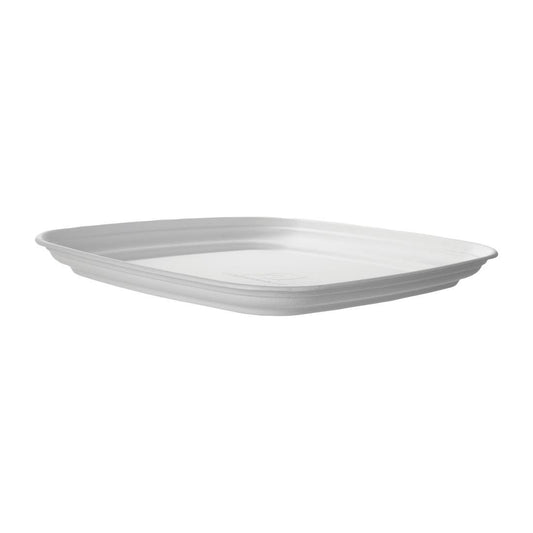 Detpak Square Sugarcane Regalia Catering Tray White - 356x356x33mm (Pack of 100) • PAS-DU330