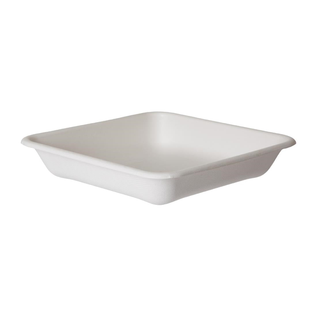 Detpak Sugarcane Square Container White - 194x194x42mm / 1065ml (200 Pack) (194 x 194 x 42mm / 7x7x1" | Pack of 200) • PAS-DU812