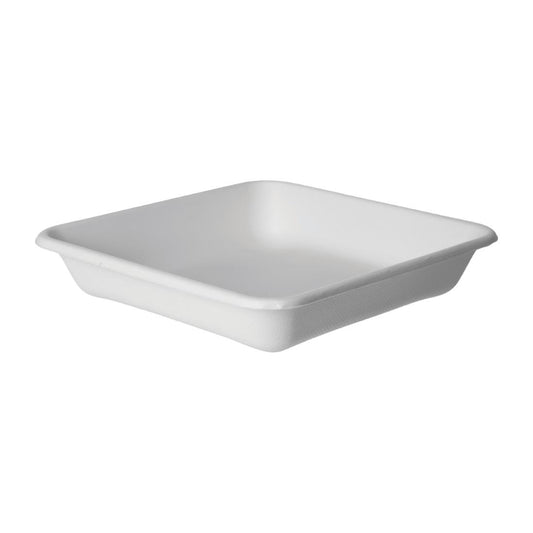 Detpak Sugarcane Square Container White - 218x218x41mm / 1390ml (200 Pack) (218 x 218 x 41mm / 8x8x1" | Pack of 200) • PAS-DU813