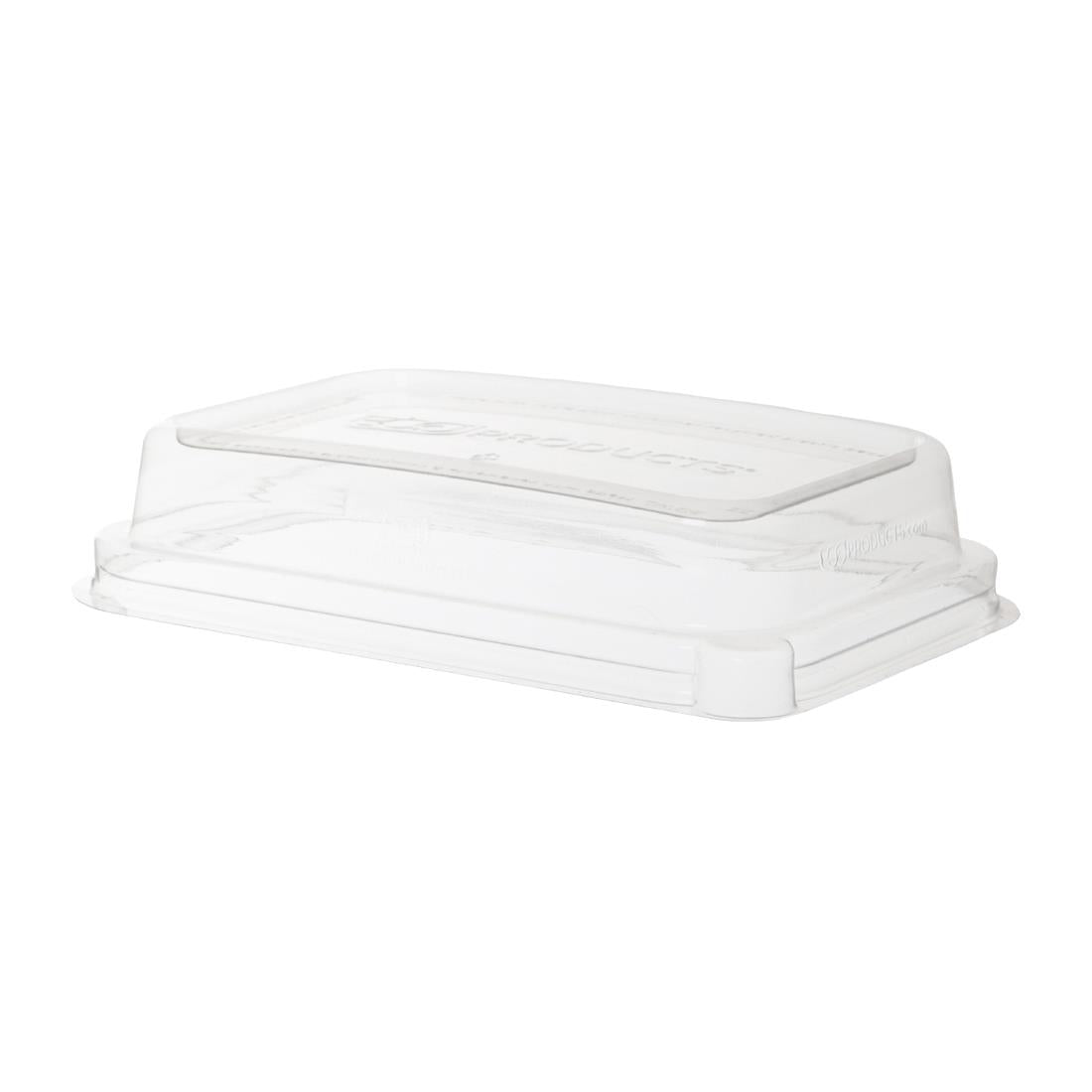 Detpak Sugarcane Rectangular 100% Rpet Lid Clear - 184x127x38mm (400 Pack) (184 x 127 x 38mm / 7x5x1" | Pack of 400) • PAS-DU345