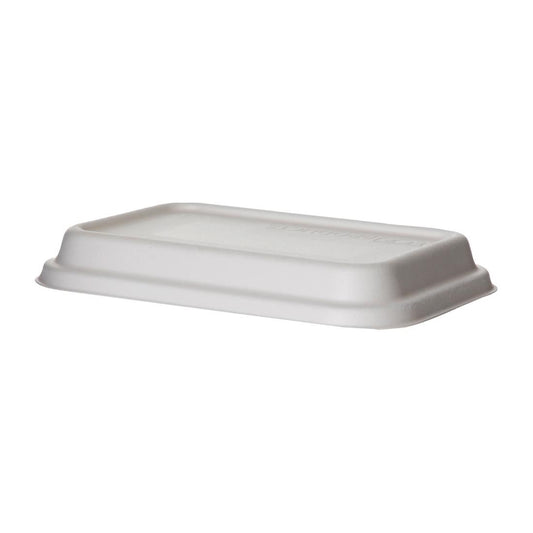Detpak Sugarcane Dome Lid White - 184x127x50mm (400 Pack) (184 x 127 x 25mm / 7x5x1" | Pack of 400) • PAS-DU346