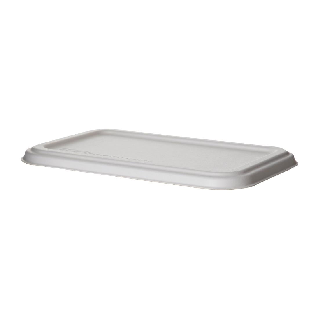 Detpak Sugarcane Flat Lid White - 222x127x13mm (400 Pack) (222 x 127 x 13mm / 8x5x0.5" | Pack of 400) • PAS-DU348