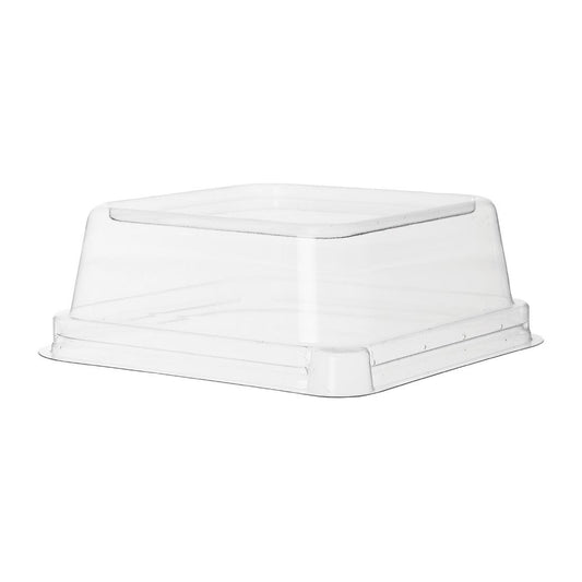 Detpak Sugarcane Square Pla Lid Clear - 138x138x50mm (Pack of 400) • PAS-DU350