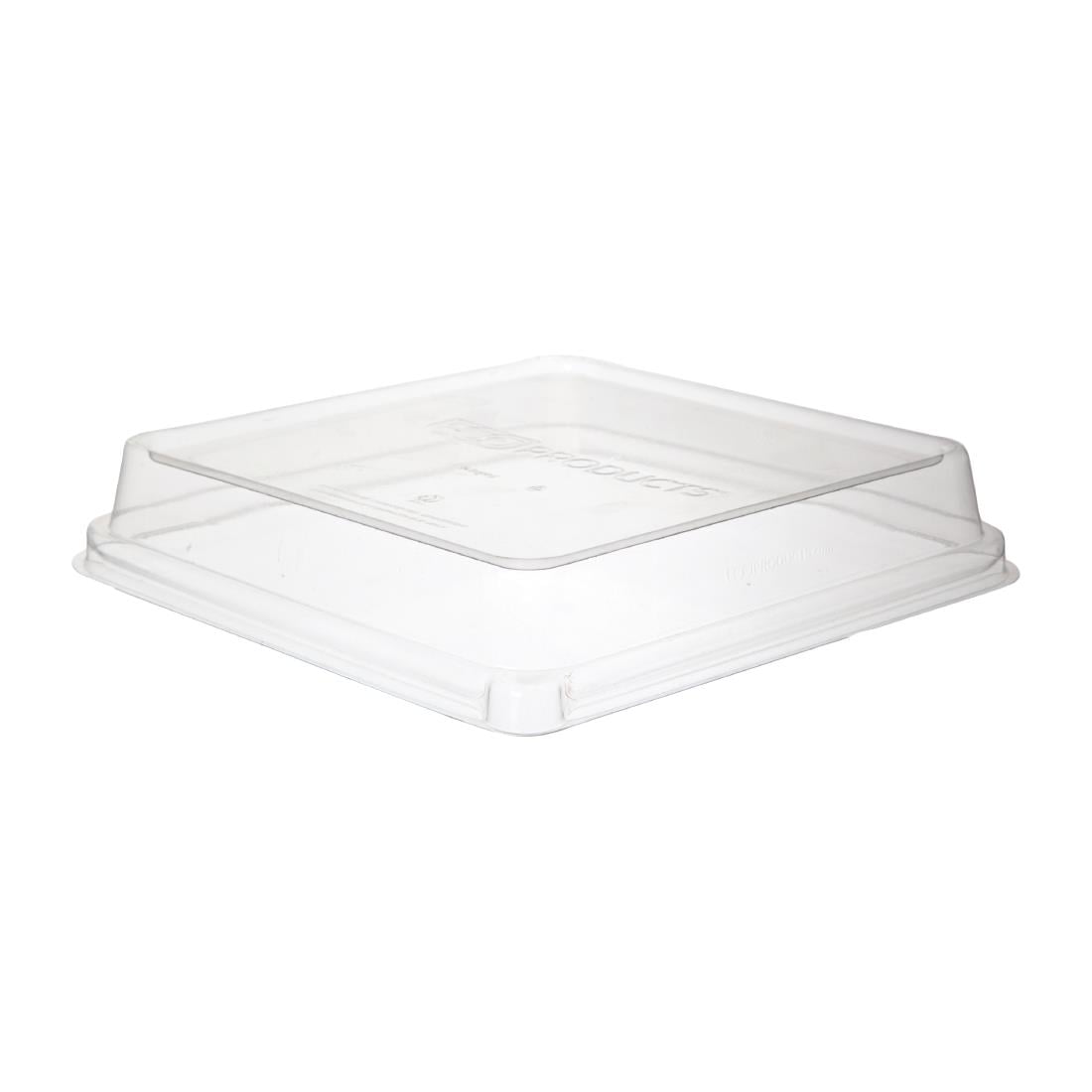 Detpak Sugarcane Square Pla Lid Clear - 225x225x42mm (200 Pack) (224 x 224 x 42mm / 8x8x1" | Pack of 200) • PAS-DU352
