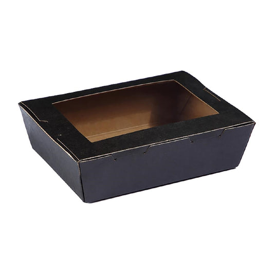 Detpak Extra Small Window Lunch Box Black - 400ml (200 Pack) (Capacity: 400ml / 14oz | 120x88x37mm / 4.7x3.4x1.4") • PAS-DU506