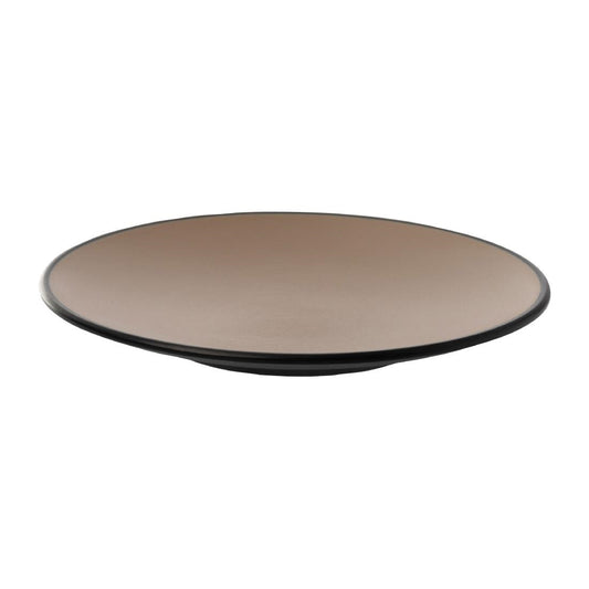 Coucou Dual Colour Round Plate 205mm - Beige & Black (12 Pack) (Colour: Beige & Black | Pack of 12 | 205mm / 8" | Melamine material) • PAS-DU511