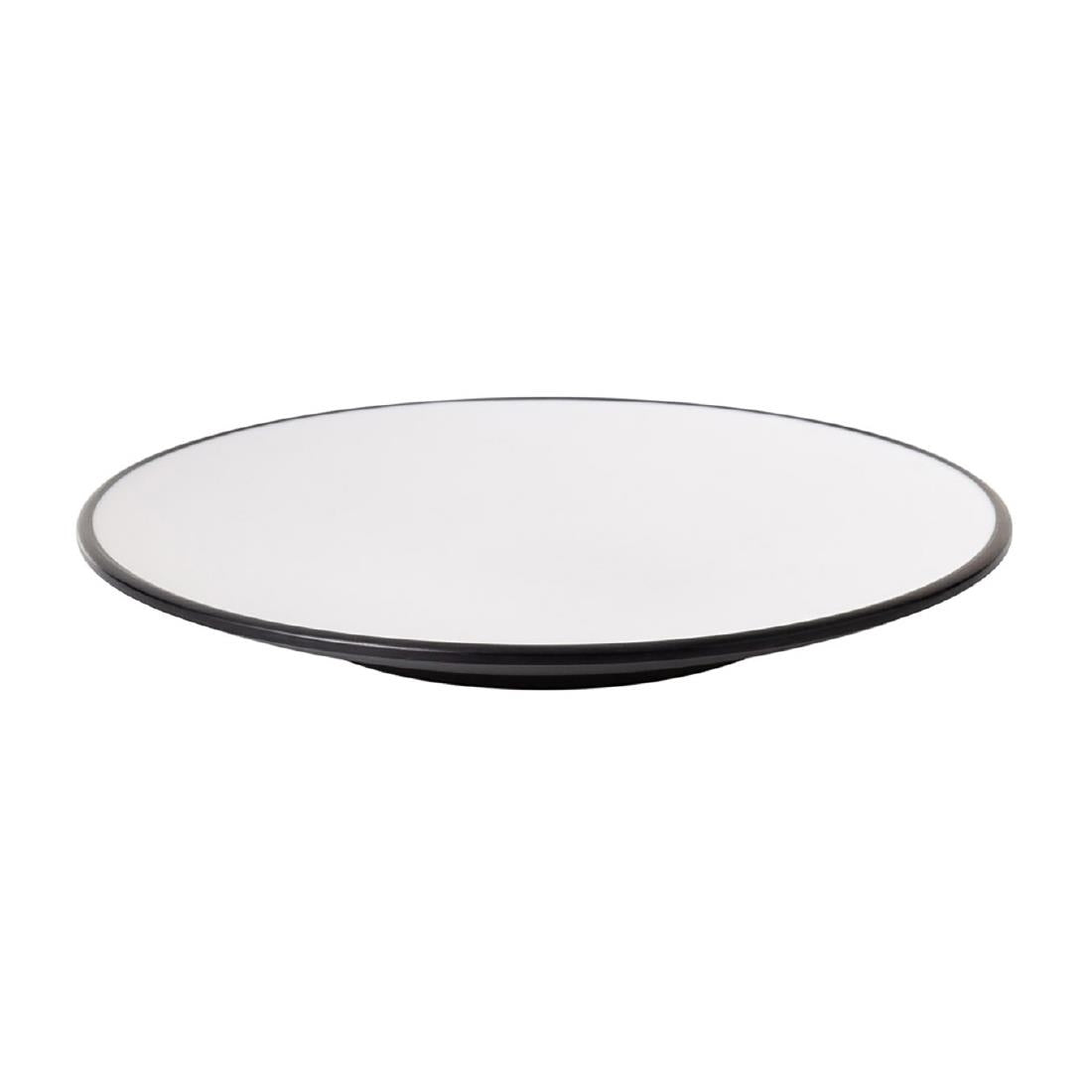 Coucou Dual Colour Round Plate 205mm - White & Black (12 Pack) (Colour: White & Black | Pack of 12 | 205mm / 8" | Melamine material) • PAS-DU513