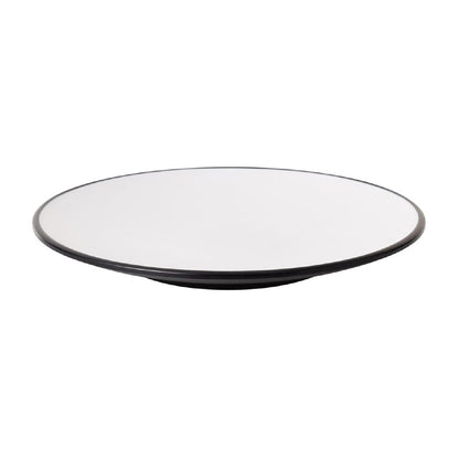 Coucou Dual Colour Round Plate 205mm - White & Black (12 Pack) (Colour: White & Black | Pack of 12 | 205mm / 8" | Melamine material) • PAS-DU513