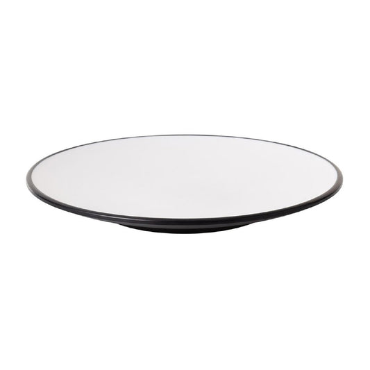 Coucou Dual Colour Round Plate 205mm - White & Black (12 Pack) (Colour: White & Black | Pack of 12 | 205mm / 8" | Melamine material) • PAS-DU513