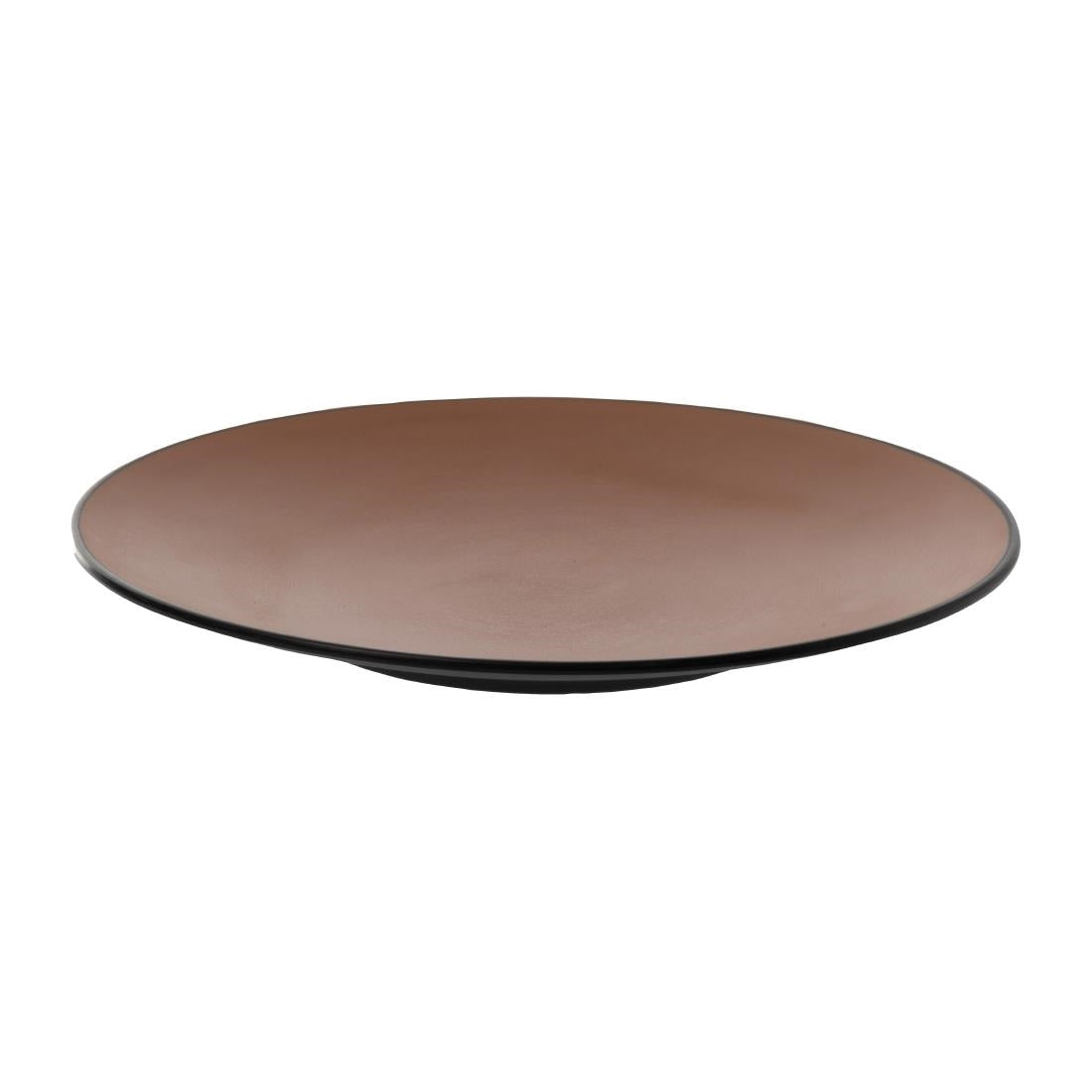 Coucou Dual Colour Round Plate 250mm - Brown & Black (9 Pack) (Colour: Brown & Black | Pack of 9 | 250mm / 9.8" | Melamine material) • PAS-DU515