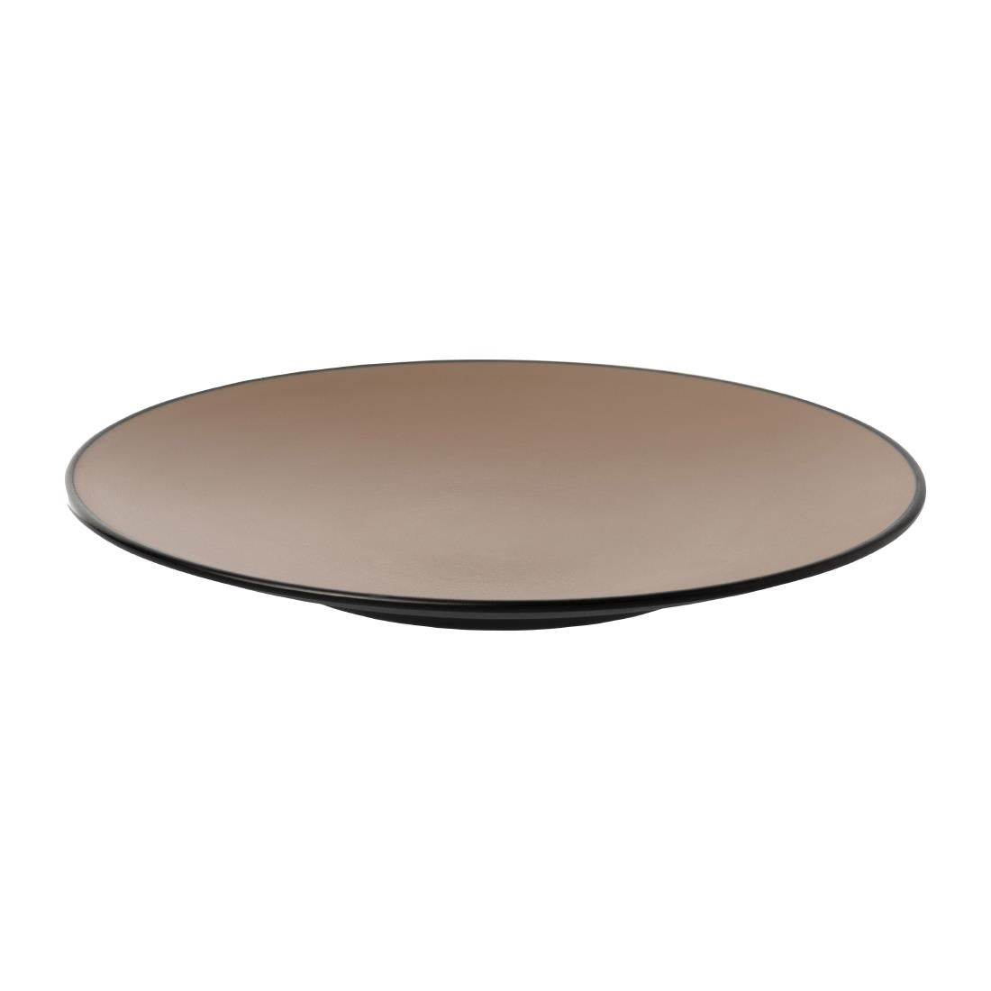 Coucou Dual Colour Round Plate 250mm - Beige & Black (9 Pack) (Colour: Beige & Black | Pack of 9 | 250mm / 9.8" | Melamine material) • PAS-DU516